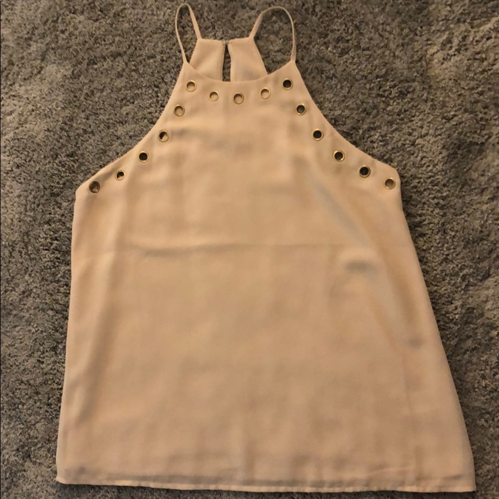Naked Zebra chiffon high neck tank w/ grommets
